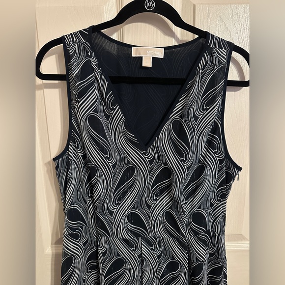 MICHAEL Michael Kors Patterned Metallic Sleeveless Maxi Dress, Navy & Cream, 10 - Picture 2 of 10